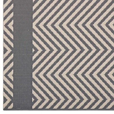 Gray and Beige 5' x 8' Synthetic Geometric Area Rug