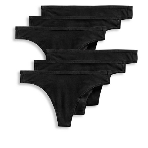 Jockey Women's Organic Cotton Stretch Logo Thong - 6 Pack 2x Black : Target