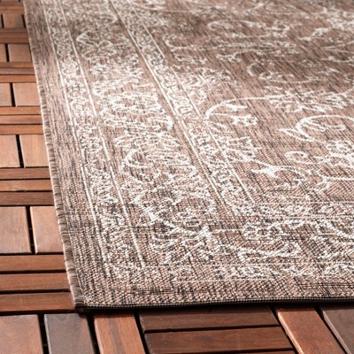 Easy-Care Brown/Ivory Synthetic 9' x 12' Reversible Outdoor Rug