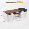 47'' Farmhouse Shoe Bench with Storage - Sliding Door, Adjustable Shelf, 2-Tier Wooden Cushioned Shoe Rack, 350 Lbs Capacity for Entryway Front Door - 4 of 4