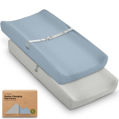 KeaBabies 2pk Soothe Changing Pad Covers for Girl, Boy, Organic Soft Cotton Contoured Diaper Changing Table Pad Covers