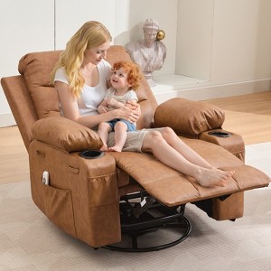 COZONY Oversized Nursery Recliner Chair, 360° Swivel Glider Rocker with Heat & Massage, Cup Holders & Storage, for Bedroom, RV, Living Room - 1 of 4