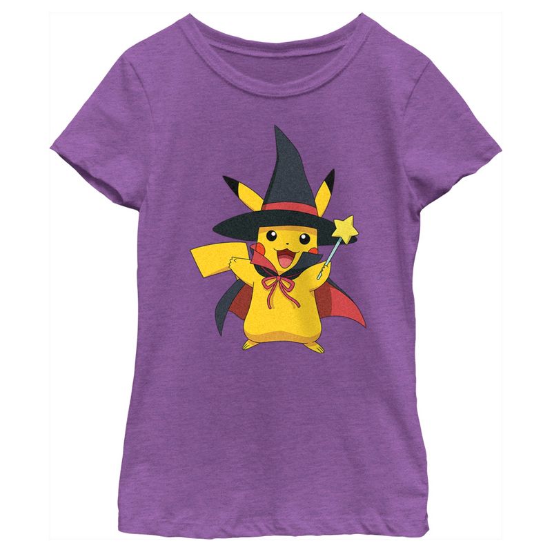 Girl's Pokemon Halloween Pikachu Witch Costume T-Shirt, 1 of 5