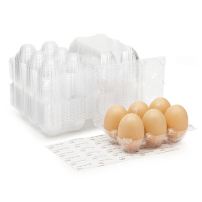 Stockroom Plus 30 Pack Plastic Egg Cartons for Half Dozen Chicken Eggs Bulk, Labels Included