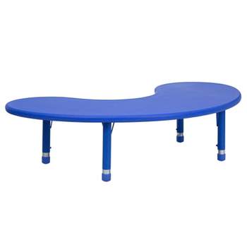 Flash Furniture 35"W x 65"L Half-Moon Plastic Height Adjustable Activity Table