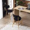 18.9"Set of 2 modern teddy fabric upholstered bar stools - Metal base high stool - Suitable for kitchen,Black+Golden - 4 of 4