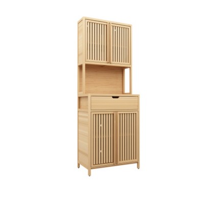 Syemin Decorative Storage Cabinets Tall Farmhouse Pantry Cabinet, Kitchen Storage Pantry, Versatile Rustic Cupboard, Beige, 27.01"*15.28"*72.72"