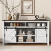 59.3'' Farmhouse Sideboard Buffet with Sliding Barn Doors & Open Shelves, Rustic Storage Cabinet for Living Dining Room-3irtyhousy - 2 of 4