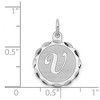 Black Bow Jewelry Sterling Silver, Sarah Collection 15mm Brocaded Disc Initial V Pendant - 4 of 4