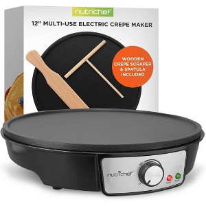 12" Electric Crepe Maker for Breakfast with Adjustable Temperature Control, Non-Stick Surface, Easy to Clean - 1 of 4