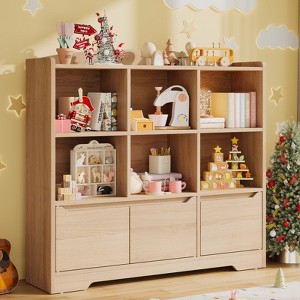 Bookshelf and Toy Organizer, Kids Book Shelf for Kid Rooms with Door, Cubes Storage Organizer,Wood Children Bookcase - 1 of 4