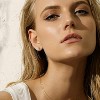 Sterling Silver CZ Stud Earrings Set - Round/Heart/Square Halo Designs for Women & Girls, Large Sparkling Studs - 3 of 4