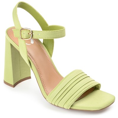 Journee Collection Womens Skiler Tru Comfort Foam Open Square Toe Block Heel Sandals Green 8.5