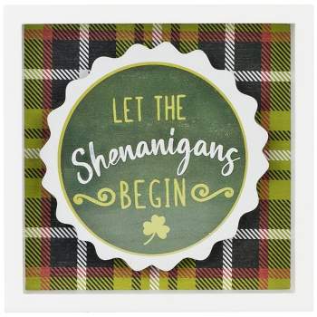 Northlight "Let the Shenanigans Begin" St. Patrick's Day Framed Wall Sign - 6" - Green Plaid