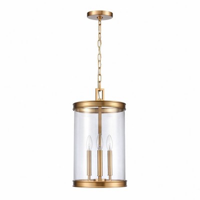 Mendoza Brushed Gold Clear Glass 3-Light Pendant