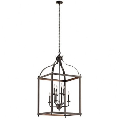 Larkin 47.75" 8-Light Brushed Nickel Outdoor Cage Chandelier