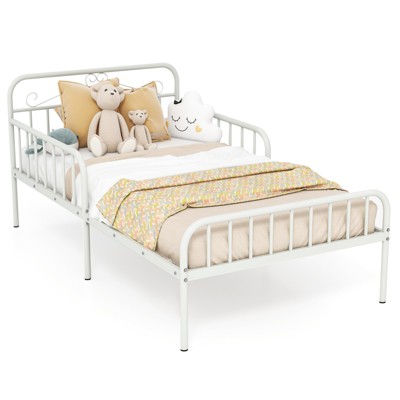 Safstar Twin Size Metal Bed Frame Modern Platform Bed with Safety Guardrails Headboard