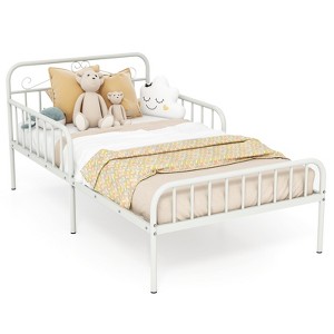 Safstar Twin Size Metal Bed Frame Modern Platform Bed with Safety Guardrails Headboard - 1 of 4
