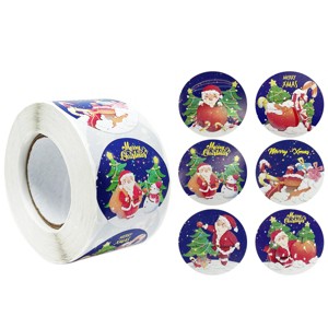 Wrapables Christmas Stickers Label Roll, Holiday Stickers for Sealing Cards, Envelopes, Gift Boxes, Festive Party Favors (500 pcs), Santa Claus - 1 of 4