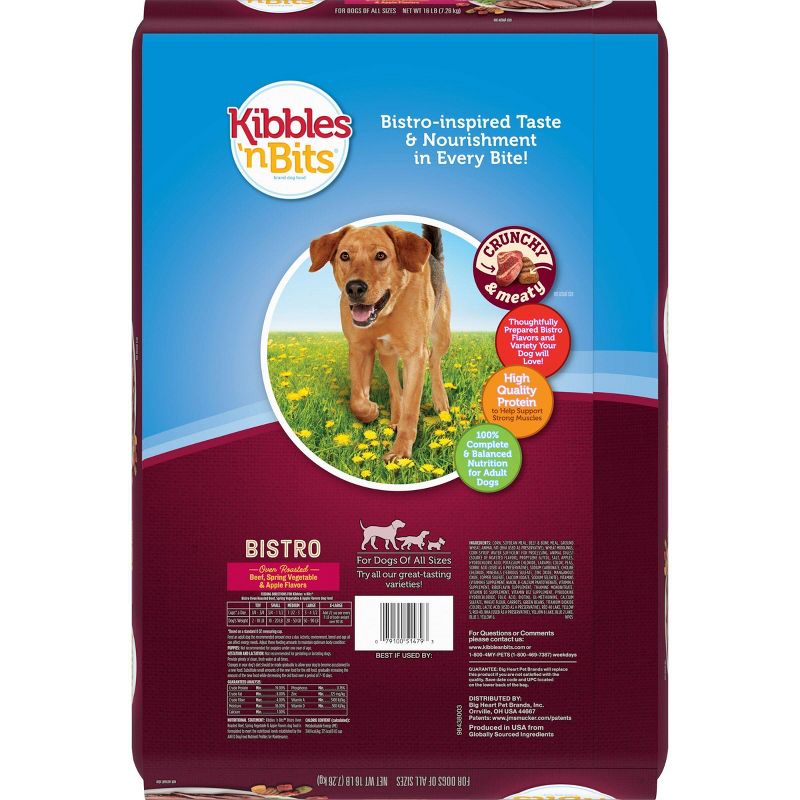 Kibbles &#39;n Bits Bistro Beef, Spring Vegetable &#38; Apple Flavors Adult Complete &#38; Balanced Dry Dog Food - 16 lbs, 3 of 7
