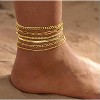 6 PCS 14k Plated Gold Layered Anklet Set Waterproof Herringbone Paperclip Beaded Figaro Cuban Link Chain - 4 of 4