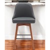 HomeRoots 26" Gray and Wood Brown Faux Leather with Solid Wood Swivel Counter Height Bar Chair - 2 of 4