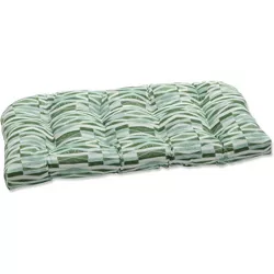 Outdoor/Indoor Wicker Loveseat Cushion Nevis Waves Aloe Green - Pillow Perfect