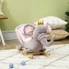 Baby Rocking Horse Elephant Rocking Chair Toddler Rocker Toy with Sound Wooden Base Seat Safety Belt for 1.5-3 Year Old, gray, Christmas gifts - 2 of 4