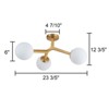 LLHZSY 3-Light Dimmable Semi Flush Mount Ceiling Light with Globe Opal Glass Shade -23 3/5" Wide, Gold/Black - 3 of 4