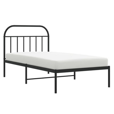 vidaXL Robust Powder-Coated Steel Construction Single Bed Frame with Headboard, Metal Slats and Legs
