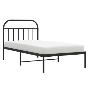 vidaXL Robust Powder-Coated Steel Construction Single Bed Frame with Headboard, Metal Slats and Legs - 1 of 4