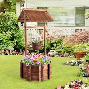 VINGLI Wooden Wishing Well Outdoor Planters Yard Decor for Patio Garden - 1 of 4