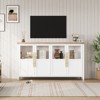 55'' Large Sideboard, Glass-Door Kitchen Storage Cabinet, Wooden Farmhouse Coffee Bar Cabinet, Dining Room Buffet Table with Storage - 4 of 4