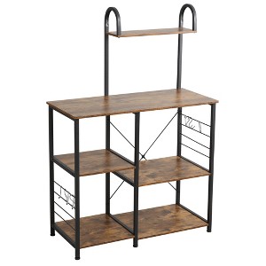 Somdot Baker's Rack 35.4 Inch All Purpose Kitchen Utility 3 Tier and 4 Tier Storage Durable Microwave Stand and Home Organizer, Rustic Brown - 1 of 4