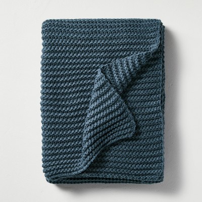 Chunky Knit Throw Blanket Blue - Hearth & Hand™ with Magnolia