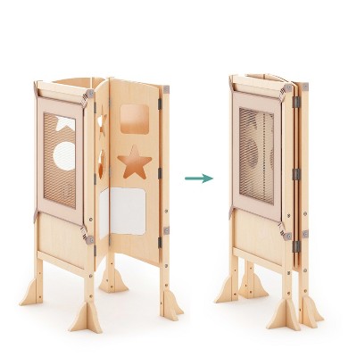 Natural Wooden Foldable Kitchen Helper Toddler Tower