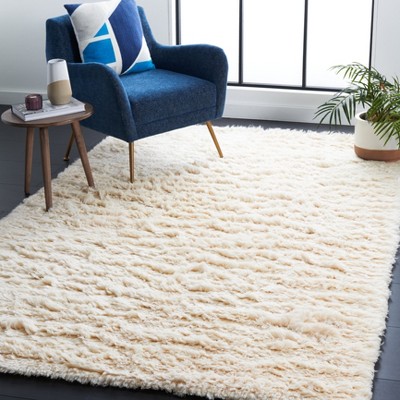 Ivory Shag 8' x 10' Hand-Knotted Wool Area Rug