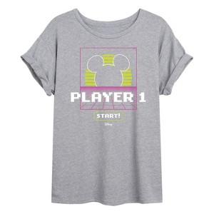 Women's - Disney - Mickey Vaporwave Sunset Oversized Graphic T-Shirt - 1 of 4
