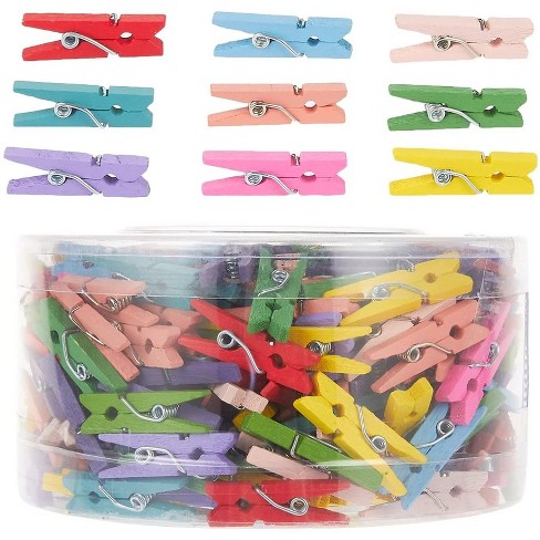 Juvale 300-Count Mini Wooden Clothes Pins, Small 1" Colorful Clothespins Photo Pegs for Postcards, Pictures, Art Projects, DIY Crafts, Party Supplies - image 1 of 4
