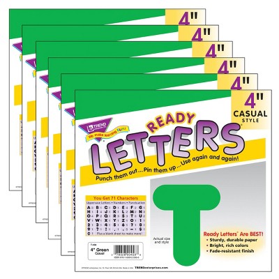 6pk 4" Casual Uppercase Ready Letters Green - TREND