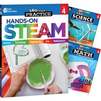 Shell Education 180 Days STEAM, Science, & Math Grade 4: 3-Book Set