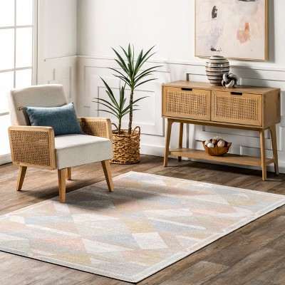 Gray Geometric Synthetic 4' x 6' Washable Area Rug