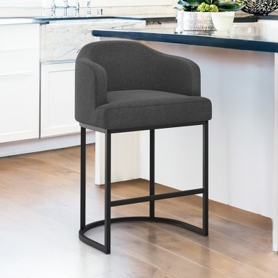 Arceso 1pc Counter Height Bar Stools, Modern Counter Stools Upholstered Barstools, with Curved Backrest and Arms