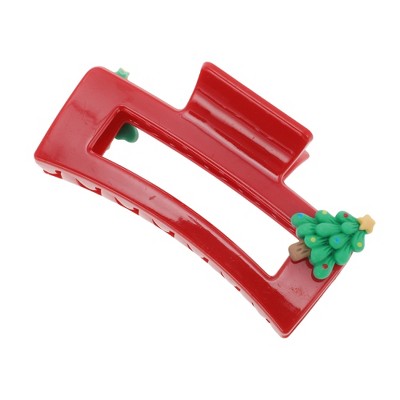 Unique Bargains Christmas Hair Clips Square Tree for Christmas 3.35"x1.77"x1.57" Red 1 Pc