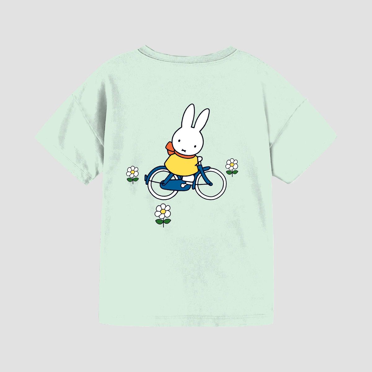 Girls' Miffy Bike Short Sleeve Front and Back Graphic T-Shirt - Mint Green - thumbnail 7