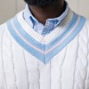Hope & Henry Men's Organic V-Neck Cricket Sweater, White with Blue and Pink, Small - 2 of 4