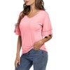 Coolmee Women's Blouses Ruffle Sleeve T Shirts V Neck Double Tiered Bell Sleeve Top - 3 of 4