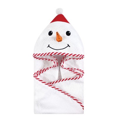 Hudson Baby Infant Cotton Animal Face Hooded Towel, Snowman, One Size