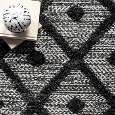 Cozy Knit-Inspired Handwoven Gray Wool-Blend 8'x10' Area Rug with Tassels