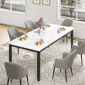 coucheta 71'' Industrial Dining Table for 6-8 People, Wooden Rectangle Long Dinner Kitchen Table with Metal Legs, for Kitchen, Dining, Living Room - 1 of 4